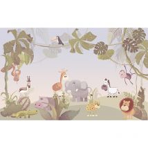 Affiche enfant scène d'animaux dans la jungle - 60x40cm - made in France