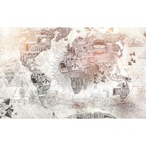 Affiche esprit collage en Papier carte du monde - 60x40cm - made in France