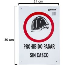 Panneau Interdiction de passer sans casque 30x21 cm.