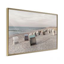 Affiche Murale Encadrée "Baltic Beach Chairs" 60 x 40 cm Or