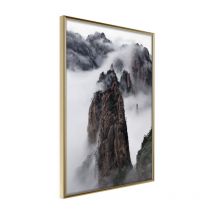 Affiche Murale Encadrée "Clouds Pierced by Mountain Peaks" 40 x 60 cm Or