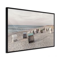 Affiche Murale Encadrée "Baltic Beach Chairs" 60 x 40 cm Noir