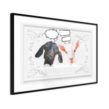 Affiche Murale Encadrée "Conversation of Two Goats" 60 x 40 cm Noir