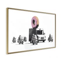 Affiche Murale Encadrée "Banksy Donuts Strawberry" 60 x 40 cm Or