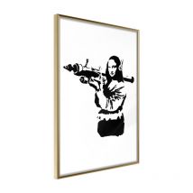 Affiche Murale Encadrée "Banksy Mona Lisa with Bazooka II" 30 x 42 cm Or