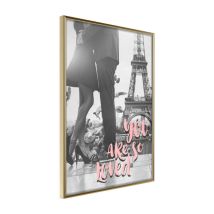 Paris Prix - Affiche Murale Encadrée 'love In Paris' 30 X 42 Cm Or