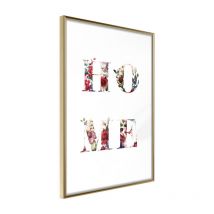 Affiche Murale Encadrée "Floral Home" 30 x 42 cm Or