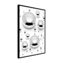 Affiche Murale Encadrée "Silver Drops" 30 x 42 cm Noir