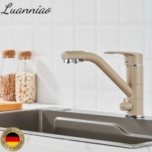 Titre : Robinet de cuisine en laiton moucheté beige avec filtre et robinet d'eau potable - Luanniao