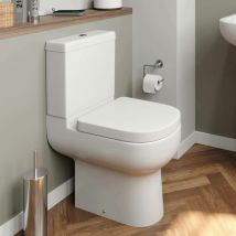 Close Coupled Bathroom Toilet White Ceramic wc 355mm d Shape Pan with Soft Close Seat - White