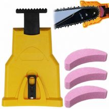Memkey - Affûteur de tronçonneuse, ensemble d'affûteur de tronçonneuse avec 3 pierres à aiguiser, outils de travail du bois rapides pour bûcherons,
