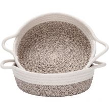 Einemgeld - Lot de 2 paniers en corde de coton,petit panier de rangement tissé 10 x 3 pouces, plateau en tissu, bol, plat rond ouvert pour fruits,