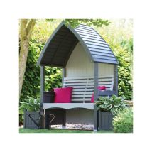 AFK - Cottage Arbour Wooden Garden Seat Chair Bench Charcoal Grey & Stone fsc
