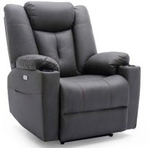 More4homes - afton electric fabric auto recliner armchair gaming usb lounge sofa chair charcoal - Charcoal