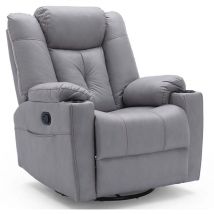More4homes - afton fabric recliner rocking swivel gaming cinema lounge sofa chair grey