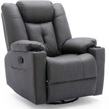 More4homes - afton fabric recliner rocking swivel gaming cinema lounge sofa chair charcoal - Charcoal