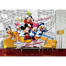 Ag Design - Papier peint xxl Mickey Fond mixte bd Blanc Disney 360X254 cm