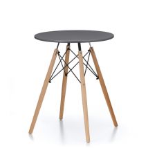 AGA24 Esstisch 60 cm Grau – Polypropylen Tischplatte – Buchenholz Beine – Skandinavischer Stil – Höhe 75 cm