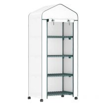 AGA24 Foliengewächshaus 165x69x50 cm PVC, Metall, 4 Regale, Rolltüren, für Tomaten, Paprika, Pflanzenpflege
