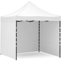 AGA24 Verkaufsstand 3x3m Weiß – Scherenkonstruktion – Höhenverstellbar – Abnehmbare Seitenwände – Pflegeleicht – 23,3 kg