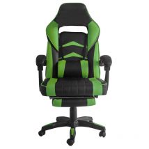 Aga Spielstuhl, Bürostuhl, Drehbarer Spielstuhl, Gamingstuhl, Racing Schreibtischstuhl,Chefsessel mit Fußstütze Schwarz - Grün