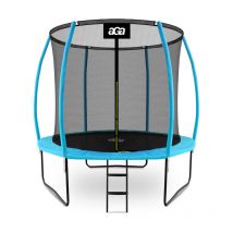 Aga sport exclusive Trampolin, Kindertrampolin, Gartentrampolin mit Sicherheitsnetz 250 cm Hellblau + Sicherheitsnetz + Leiter