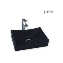 Agata - Lavabo Rettangolare Da Appoggio - Lavabo Rettangolare In Ceramica - Robusto E Raffinato - Facile Manutenzione - Nero