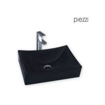 Agata - Lavabo De Encimera Rectangular - Lavabo Rectangular De Cerámica - Robusto Y Refinado - Fácil Mantenimiento - Negro