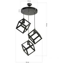 WEBMARKETPOINT – 3 Würfel-Pendelleuchte – Metall – Höhe 90 cm – Breite 45 cm – E27-Fassung – Schwarz