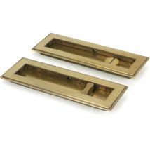 From The Anvil - Aged Brass 175mm Art Deco Rectangular Pull - Privacy Set