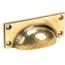 From The Anvil - Aged Brass Hammered Art Deco Drawer Pull