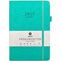 Agenda 2025 - Agenda quotidien, hebdomadaire et mensuel à couverture rigide, emploi du temps quotidien, onglets mensuels, papier épais 100 g/m²,