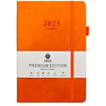 Agenda 2025 - Agenda quotidien, hebdomadaire et mensuel à couverture rigide, emploi du temps quotidien, onglets mensuels, papier épais 100 g/m²,