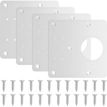 Promotion, 4pcs plaques de réparation de charnière d'armoire, supports de réparation de charnière avec trou et vis de fixation, en acier inoxydable