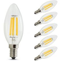 Ampoule E14 Bougie à Intensité Variable Flamme,4W Equivalence Incandescence 40W,Blanc Chaud(2700K),400lm,Lot de 6 [Classe énergétique a+] Aafgvc