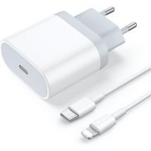 Chargeur rapide usb c 20 w et prise d'adaptateur d'alimentation pour câble Lightning 1M Charge rapide pour iPhone 14/14 Pro/14 Pro