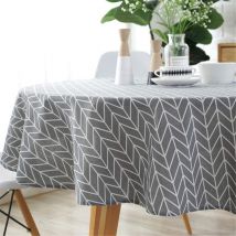 Nappe ronde en coton et lin Linge de table Entretien facile Jardin Salle Décoration de table gris 120cm