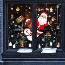 NoëL Autocollants Fenetre NoëL Stickers Décoration diy Fenêtres Stickers Porte de Bonhomme de Neige Santa Autocollant Amovibles Statique Autocollants