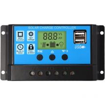 Régulateur de charge de panneau solaire pwm, 12 V/24 v, 30 a, écran lcd, double port usb Aafgvc