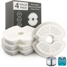 4-teiliger Trinkbrunnenfilter für Katzen und Hunde, geeignet für Katzen-/Hundebrunnen aus Edelstahl, Dreifachfiltration