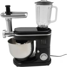 Gojoy - Agitateur Robot de cuisine 3 en 1, Robot Multifonction 1500 w, hachoir à viande, presse-agrumes 1,5 l, bol en acier inoxydable 6 l, mélangeur