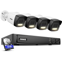 Annke - AH500 - Système de sécurité PoE 3K8 canaux avec 4 caméras Bullet, vision nocturne couleur et ir, résolution 30721728, ouverture f/1.6 (0.005