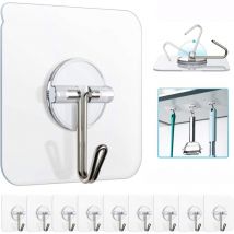 Ahlsen - 10 ganchos adhesivos reutilizables de 13 lb, resistentes al agua y al aceite, transparentes y sin costuras, para cocina, baño, techo,