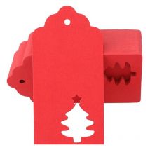 100PCS Étiquette en Papier Étiquette Noël Étiquette Cadeau de Noël pour Décorer L'arbre de Noël(Arbre de Noël Rouge) - Ahlsen