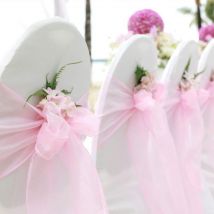 Ahlsen 100PCS Nubans en Organza Housse de Chaise Nœuds Rubans Nœuds de Mariage Décoration de Ceremonie Fête Anniversaire 18 x 275cm (Rose )