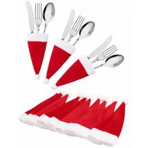 15 Pcs Decoration Noël Porte-Couverts Pour bonnet de noel Argenterie Vaisselle Titulaires Fourchette Cuillère Sac De Rangement sac à couverts de noël