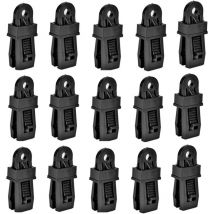 15PCS Clip de Tente Camping Pinces en Plastique pour Bâche pour Activités Camping Canopy (Noir) - Ahlsen