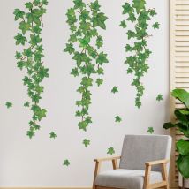 Ahlsen - 2 feuilles Stickers Muraux Verte Pendaison Vigne Autocollant Mural Lierre Feuilles Plantes Décoration Murale Chambre Salon Bureau