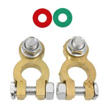 2 Pcs Bornes Connecteurs De Batterie, Cosses De Batterie M8 Boulons Bornes, 12V/24V Bornes De Batterie Heavy Duty Épaissi Bronze Pur, Avec Tampon