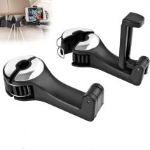 2 pcs Crochet Pour Appuie -TêTe De Voiture, 2 en 1 Crochets de Siège de Voiture avec Support de Téléphone Portable, Crochet Universel Voiture, pour